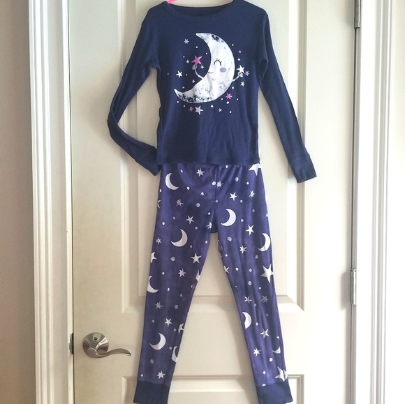 Cat & Jack Girls Pajamas Moon and Stars Navy Size 8 - Picture 11 of 11